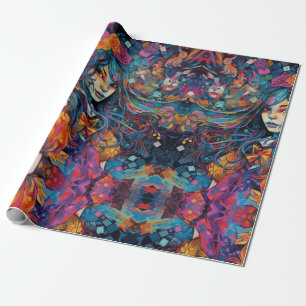 Psychedelic Blue Alice in wonderland Theme Presentpapper