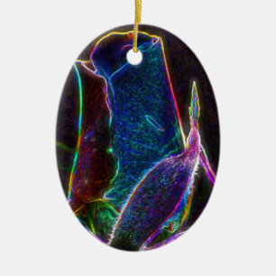 Psychedelic Blue Ro Flower Ornament