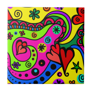 Psychedelic Bohemian Hippie Decorative Tiles Kakelplatta