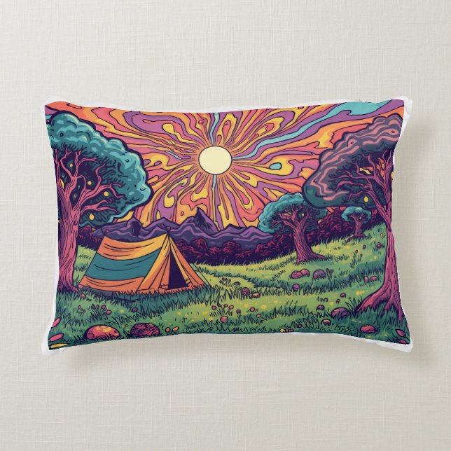Psychedelic camping cushion prydnadskudde (Framsidan)