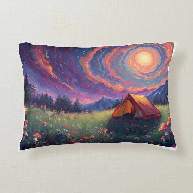 psychedelic camping cushion prydnadskudde (Framsidan)