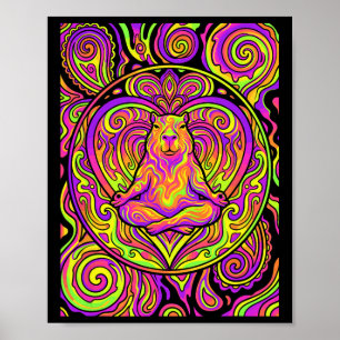 Psychedelic Capyra Yoga Meditation Trippy Zen Kons Poster