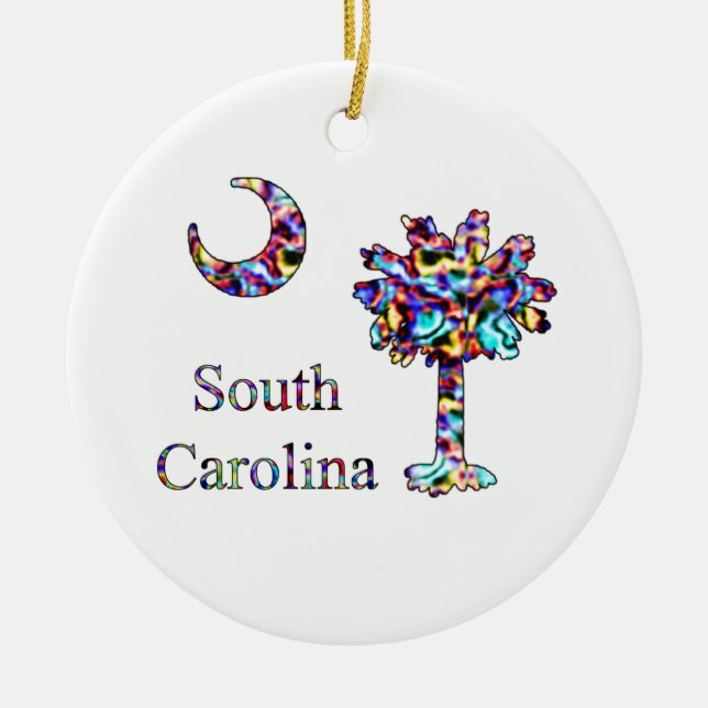 Psychedelic Carolina Palmettoprydnad Julgransprydnad Keramik (Framsidan)