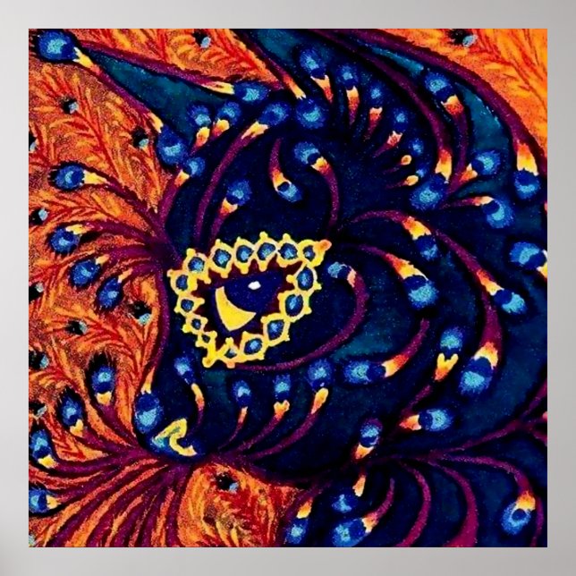 "Psychedelic Cat" av Louis Wain Poster (Framsidan)