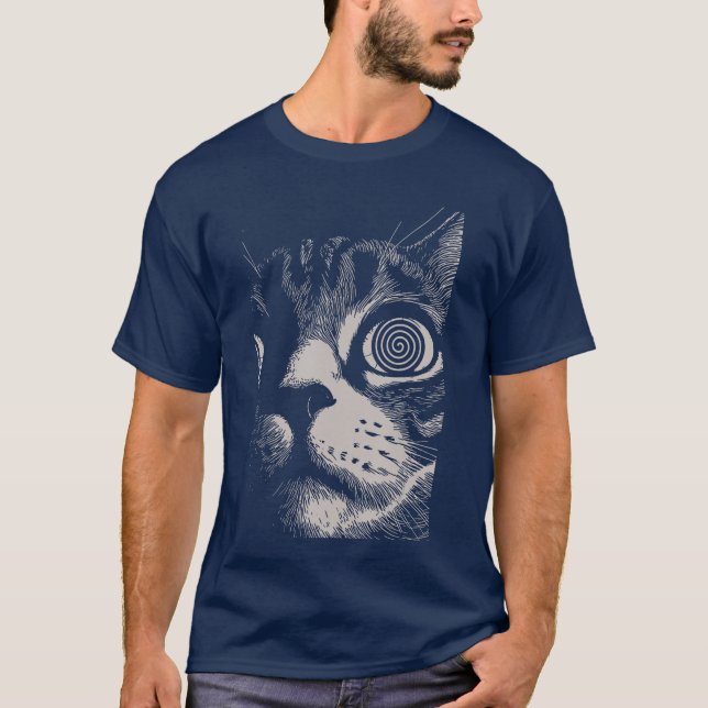 Psychedelic Cat Gothic Art Funny Cat Gifts For Men T Shirt (Framsida)