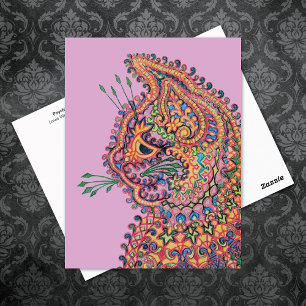 Psychedelic Cat Illustration Louis Wain-vykort Vykort