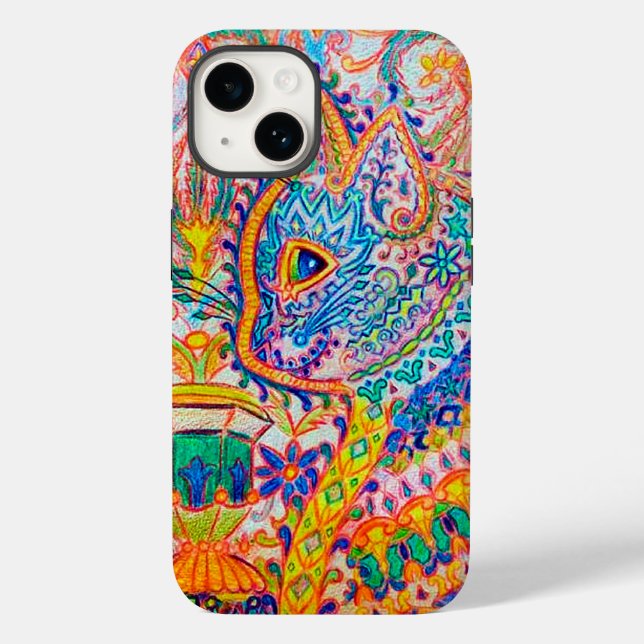 Psychedelic Cat, Louis Wain Fodral-Mate iphone cas (Baksida)