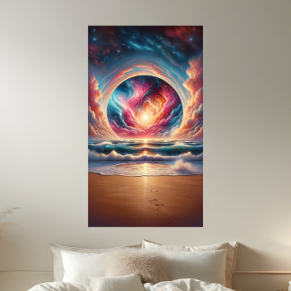 Psychedelic Celestial Sunset Beach Ligcape Poster