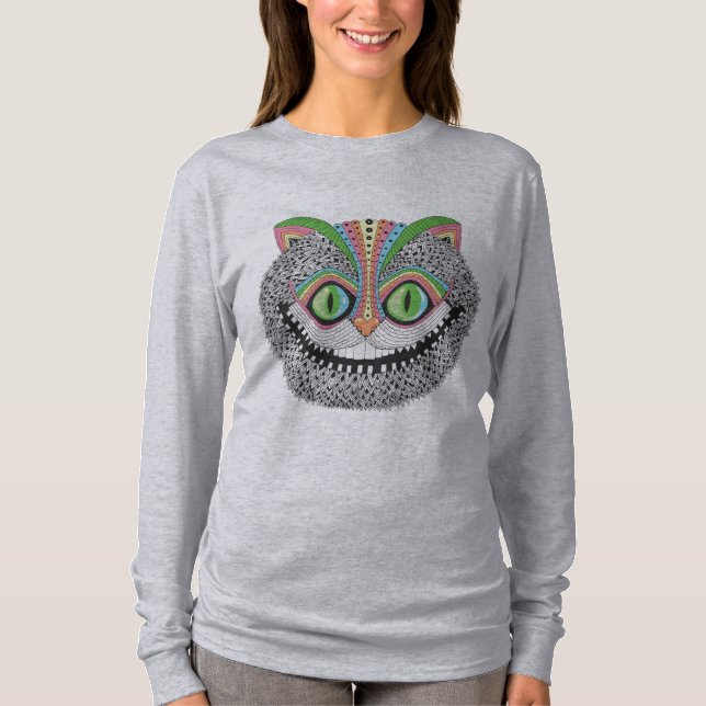 Psychedelic Cheshire katt Tee Shirt (Framsida)