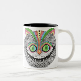 Psychedelic Cheshire katt Två-Tonad Mugg