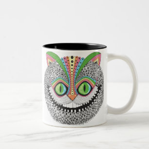 Psychedelic Cheshire katt Två-Tonad Mugg
