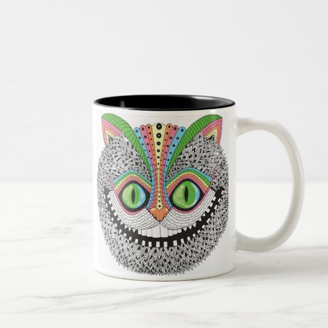 Psychedelic Cheshire katt Två-Tonad Mugg (Höger)