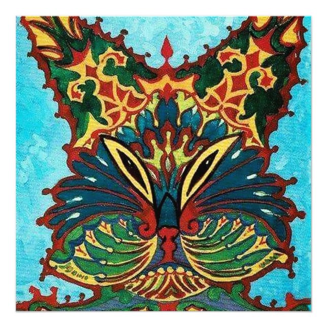 "Psychedelic Chinese Cat" av Louis Wain Fototryck (Framsidan)