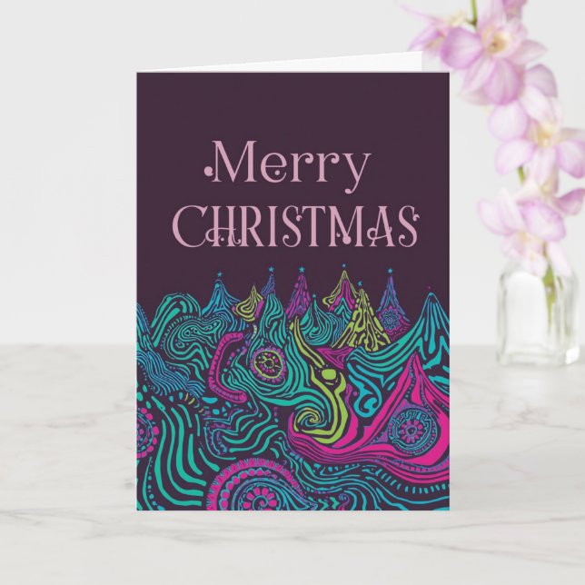 Psychedelic christmas card kort (Orkide)