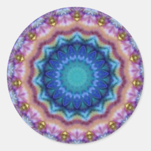 PSYCHEDELIC CIRCLES blue turquase rosa violet Runt Klistermärke