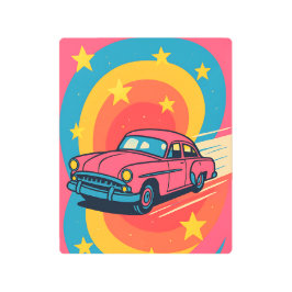 Psychedelic Classic Car Metal Print | Vibrant Pop