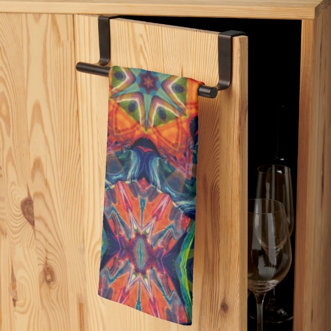 Psychedelic Colorful Kaleidoscope Mönster Kökshandduk (Thirds Fold)