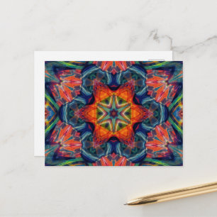 Psychedelic Colorful Kaleidoscope Mönster Vykort