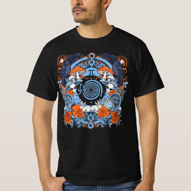 Psychedelic Cosmic Portal Alien Fantasyand och T Shirt (Framsida)