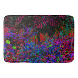 Psychedelic Crimson Red and Black Garden Sunrise Badrumsmatta