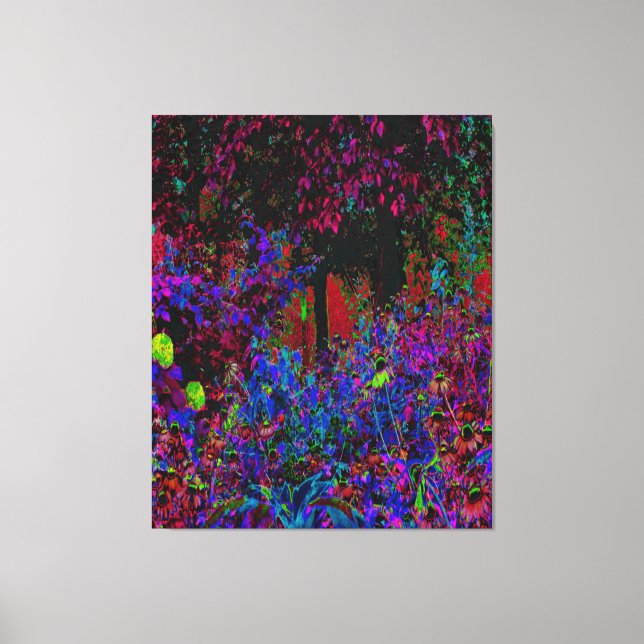 Psychedelic Crimson Red and Black Garden Sunrise Canvastryck (Framsida)