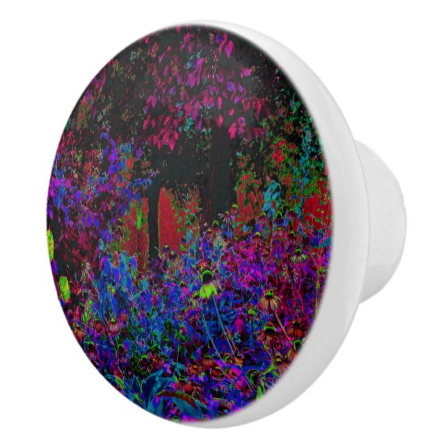 Psychedelic Crimson Red and Black Garden Sunrise Knopp (Höger)