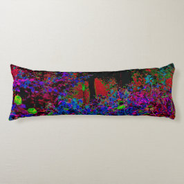 Psychedelic Crimson Red and Black Garden Sunrise Kroppskudde