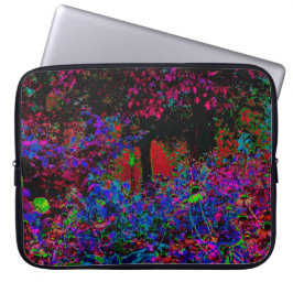 Psychedelic Crimson Red and Black Garden Sunrise Laptop Fodral