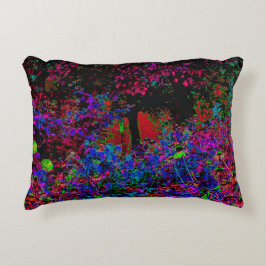 Psychedelic Crimson Red and Black Garden Sunrise Prydnadskudde