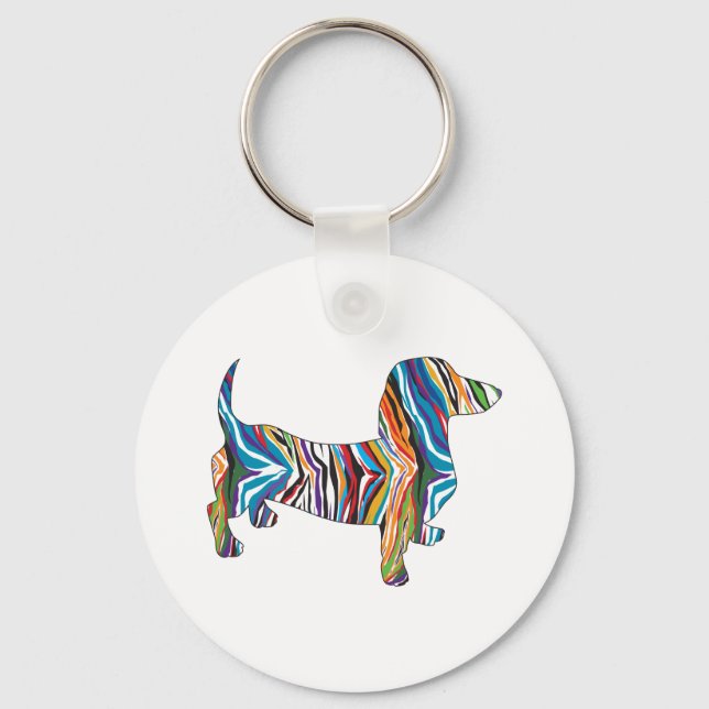 Psychedelic Dachshund Nyckelring (Framsida)