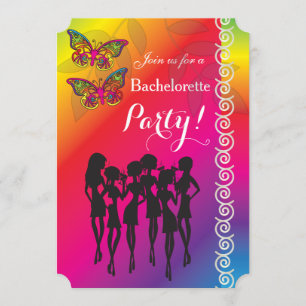 Psychedelic designer för fjärilsBachelorette party Inbjudningar