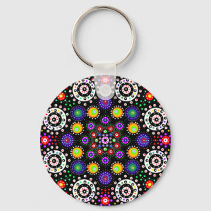 Psychedelic Dot Mandala Nyckelring