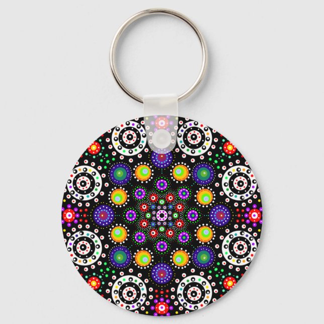 Psychedelic Dot Mandala Nyckelring (Framsida)