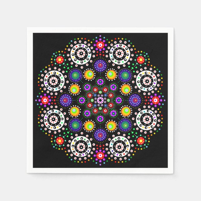 Psychedelic Dot Mandala Pappersservett (Framsidan)