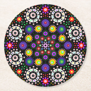 Psychedelic Dot Mandala Underlägg Papper Rund