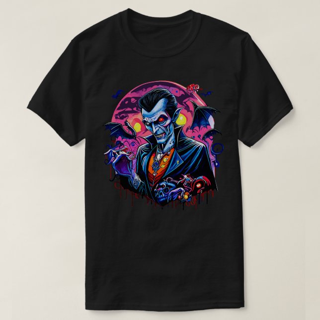 Psychedelic Dracula T Shirt (Design framsida)