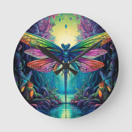 Psychedelic Dragonfly #1 Rund Klocka