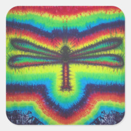 Psychedelic Dragonfly Sticker Fyrkantigt Klistermärke