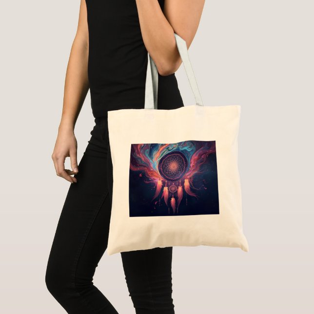 Psychedelic dream catcher tote bag tygkasse (Framsida (produkt))
