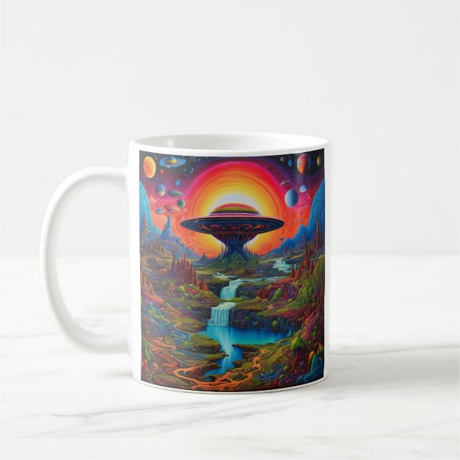 Psychedelic Dreamscape Alien Kaffemugg (Vänster)