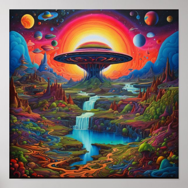Psychedelic Dreamscape Alien Poster (Framsidan)