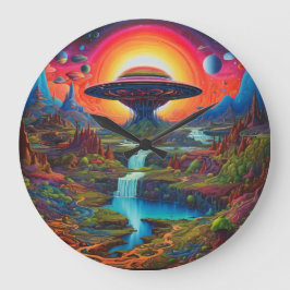Psychedelic Dreamscape Alien Stor Klocka