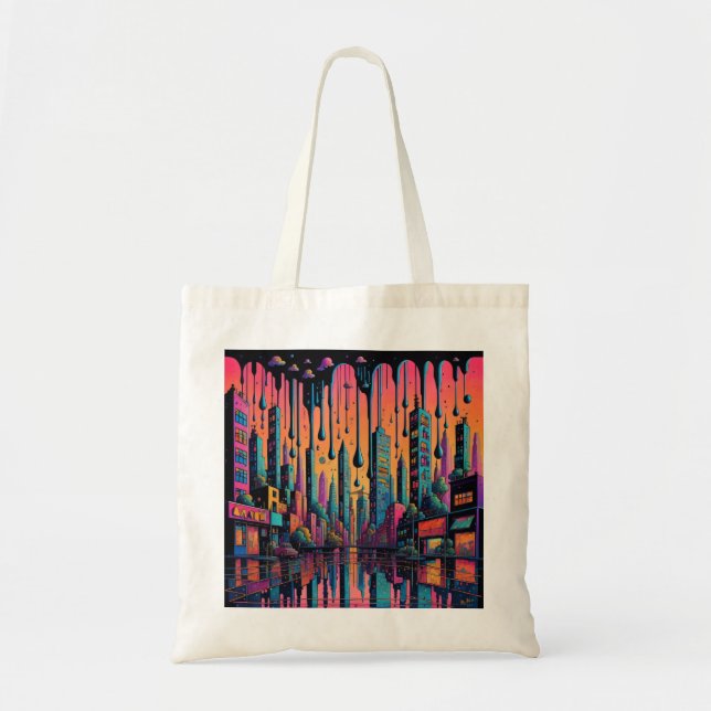 Psychedelic Drippy City Art Tygkasse (Framsidan)