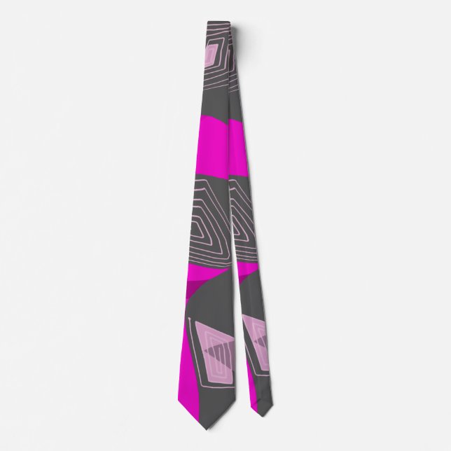 Psychedelic Egyptian Collage: Fuchsia Red Grått Slips (Framsida)