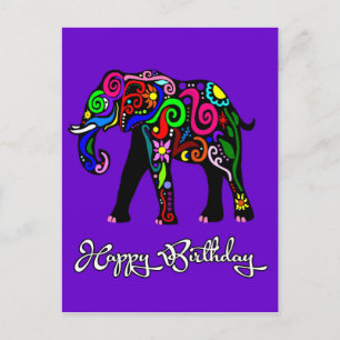 Psychedelic Elephant Vykort