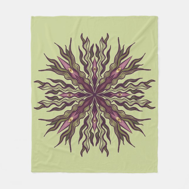 Psychedelic Eye Plant - Surreal Botanical Mandala Fleecefilt (Framsidan)