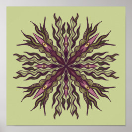 Psychedelic Eye Plant - Surreal Botanical Mandala Poster