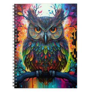 Psychedelic Fantasy Hippy Uggla Anteckningsbok