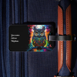 Psychedelic Fantasy Hippy Uggla Bagagebricka