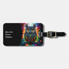 Psychedelic Fantasy Hippy Uggla Bagagebricka